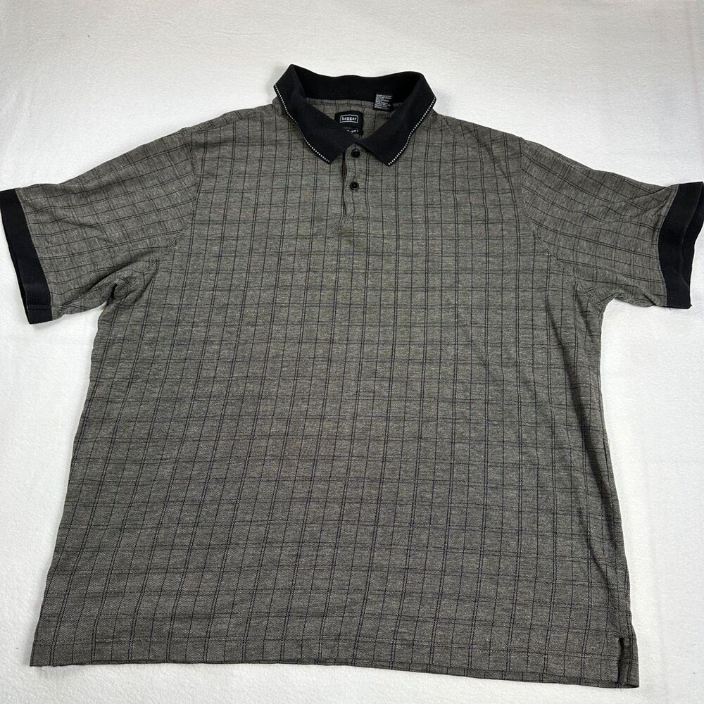 Haggar Men's Gray Plaid Short Sleeve Polo Shirt Swift-Dry Size XXL